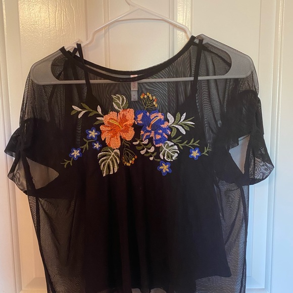 Xhilaration Sheer Embroidered Blouse - Picture 4 of 5